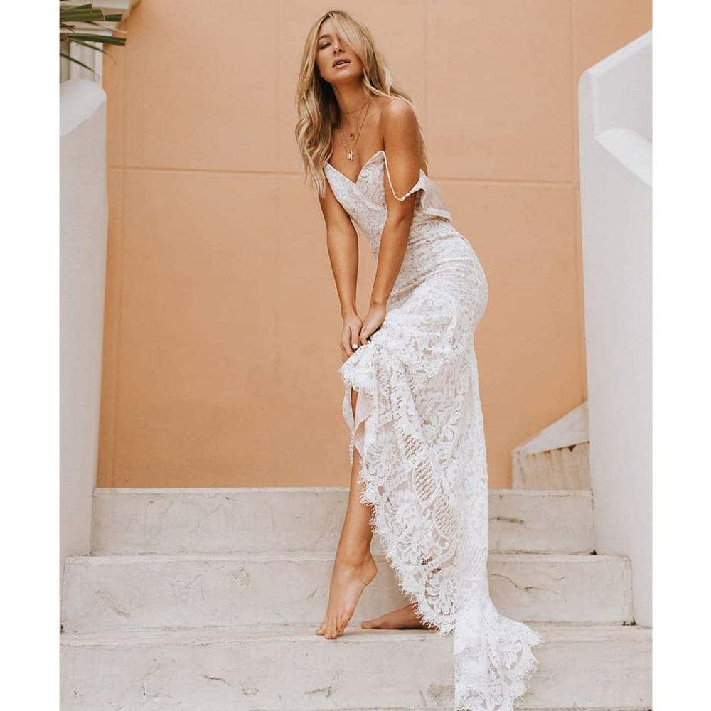Lulus Flynn White Lace Maxi Dress M